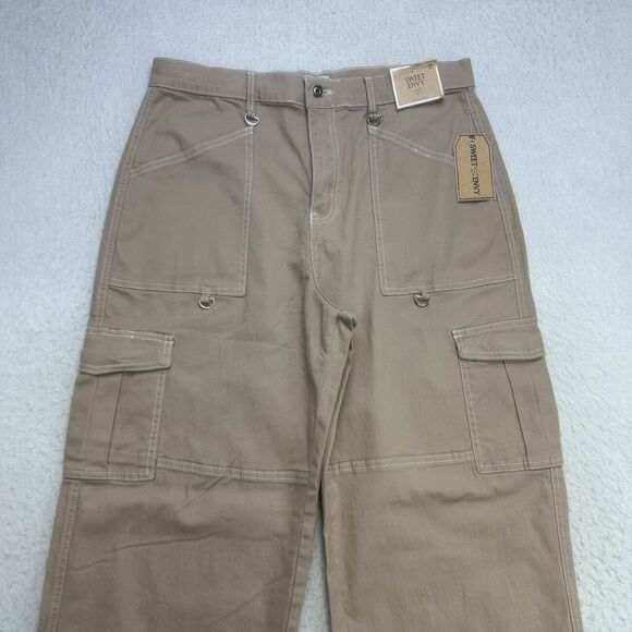 Sweet Envy Cargo Pants Womens XL Brown Wide Leg High Rise Stretch NWT - Picture 3 of 12